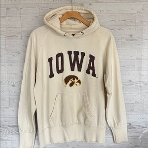 Vintage Iowa Sweatshirt Hawkeyes cream Colosseum Large Distressed Hoodie